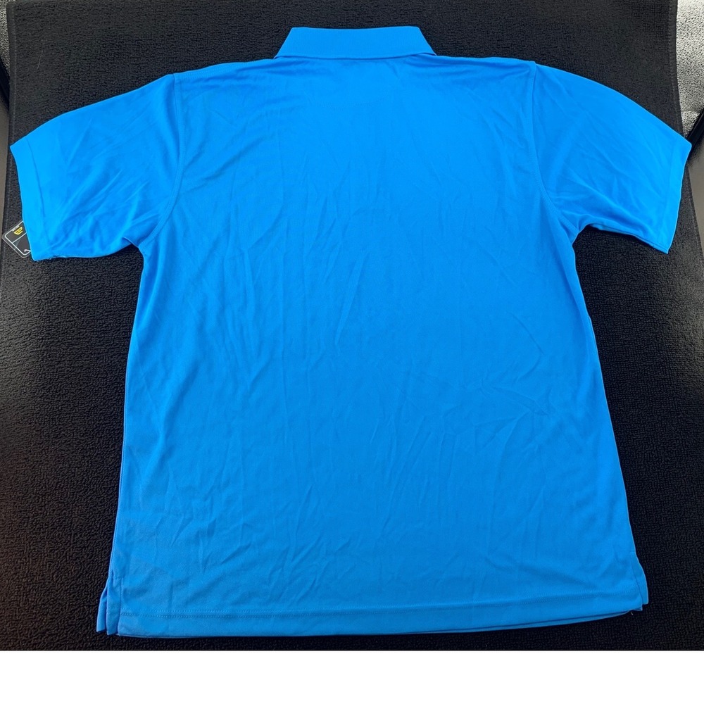 UltraClub Mens Performance Polo Shirt Cool Dry Blue Size Large Short Sleeve - Picture 2 of 7
